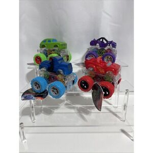 4 Monster Truck Rev And Go 3+ Purple Blue Red Green Lights Up Racing